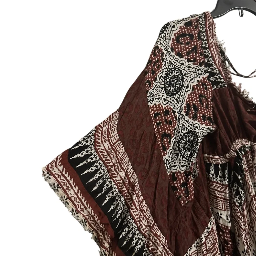 Free People Heart Of Gold Scarlet Dress Size S Flutter Sleeve Boho Oversized